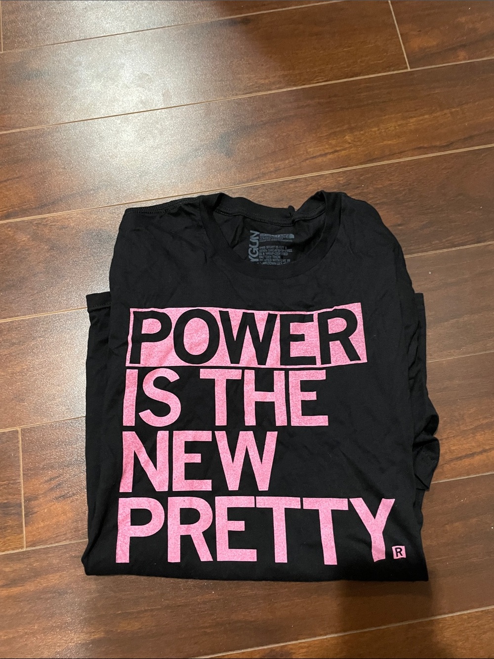 New Raygun Black Graphic Tee with Pink POWER IS THE NEW PRETTY Slogan